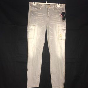 Baby Phat Distressed Gray Jeans Zippers Size 9